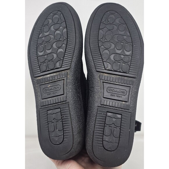 Coach Tulip Women's 5.5B Black Winter Suede Boot Fur Lined Buckle Signature Logo - Picture 12 of 16